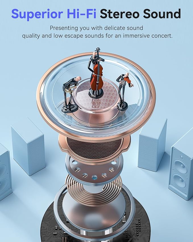 Bluetooth Headphones True Wireless Earbuds 50H Playback LED Power Display Earphones with Wireless Charging Case IPX7 Waterproof in-Ear Ear buds with Mic for Smart Phone Computer Sports, Rose Gold