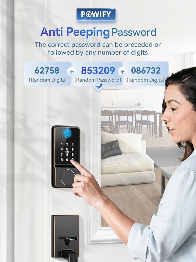 Keyless Entry Door Lock with Handle, APP Control Smart Front Set, Keypad Door with Handle, Keypad Deadbolt Auto Lock, Easy to Install, Bluetooth, Oil Rubbed Bronze