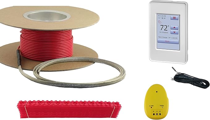 20 Sqft Warming Systems 120 V Electric Tile Radiant Floor Heating Cable with WiFi Touch Screen Programmable Thermostat. Includes Installation Monitor and Floor Temperature Sensor