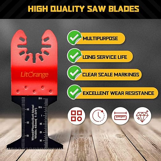 31PCS Oscillating Saw Blades, Universal Titanium Multitool Quick Release Saw Blades for Cutting Metal Nails Screws Wood and Plastic