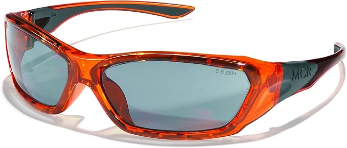 Crews ForceFlex FF137 Safety Glasses Ballisitic Silver Mirror Lens and Translucent Orange Frame Frame, 1 Pair