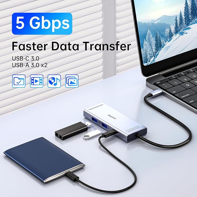 Docking Station to Dual HDMI Monitor, USB C to Dual HDMI Adapter, USB-C HUB with 2xHDMI Ports 4K 60Hz, 100W PD Charging, USB-A&C 3.0, Laptop Docking Station Compatible with Dell, HP, Lenovo, and More