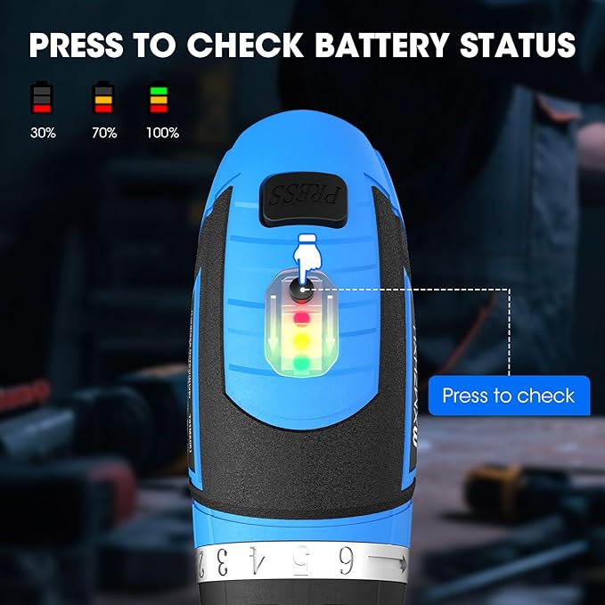 Cordless Screwdriver,8V Electric Screwdriver with 2X 2000mAh Battery,6+1Torque, 10N·m Max Rechargable Power Screwdriver 47pcs Bits, LED Light,Flexible Shaft