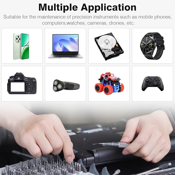 Precision Screwdriver Set 128 in 1 Professional Multi-Tool with S2 Magnetic Screwdriver Bits Roll-up Cylinder Organizer Portable Repair Tool Kit for Computer Phone Watch Electronics Maintenance