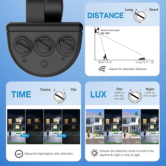 150W LED Security Lights Motion Sensor Light Outdoor, 15000LM Flood Lights Motion Detection IP66 Waterproof, 3 Head Adjustable Security Light Motion Outdoor for Yard Garage Porch