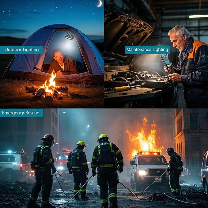 SUNREI LED Rechargeable Magnetic Work Lights COB Mechanic Lights,1100 Lumens, Magnetic Base & Hanging, 7Mode, Magnetic Flashlight Job Site & Security for Car Repair, Emergency, Gift for Men