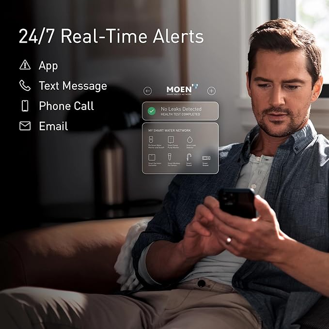 Moen 900-002 Flo by Moen 1-1/4-Inch Smart Water Shutoff with 920-005 Flo by Moen Smart Water Detector, 3-Pack