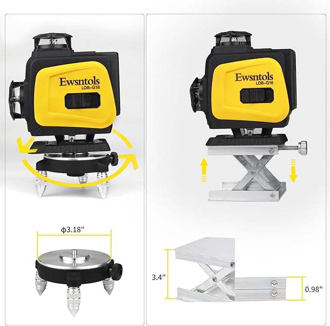 4D 16-Line Laser Level with Rotatable Laser Window - 4×360° Self-Leveling Cross Line Laser for Construction, Tile, Ceiling, Wall Hanging & Home Renovation