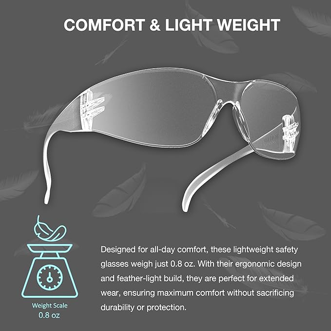 KAYGO Clear Safety Glasses for Men and Women, Bulk of 24 Protective Eyewear, Polycarbonate ANSI Z87.1 Impact Resistant Eye Protection for Work, Lab, Construction