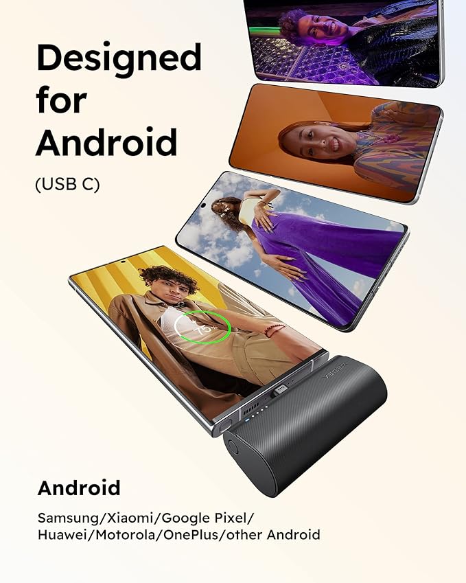 VEGER Portable Charger, USB C Power Bank, 5000mAh Mini Battery Pack Fast Charging 20W Small Charging Bank for iPhone 16/16 Pro/16 Pro Max/15, Samsung Galaxy S25, S24, S23, Note 20, Pixel, Moto, LG