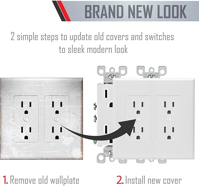 TayMac 2602W Revive Device Wall Plates 2-Gang Masque Decorator Cover, White