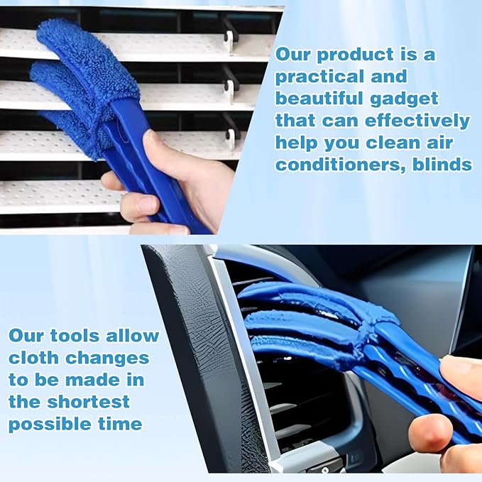 4Pcs Air Conditioner Ac Cleaning Kit, Useful Double-Sided Coil Cleaning Brush, Plastic Coil Brush Blinds Brush 2 in 1 Groove Cleaning Brush, Good Cleaning Effect for Air Conditioners, Refrigerators