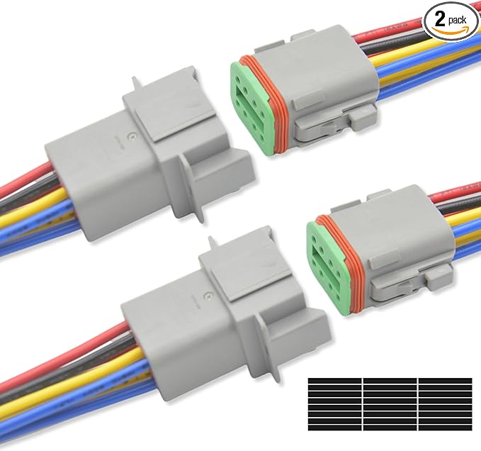 DT Deutsch 8 Pin Connector Kit Waterproof Electrical Connector 16 AWG Male and Female Automotive Wire Connectors for Car Truck Boat (8 Pin 2 Sets)
