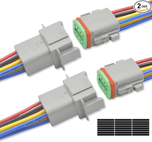 DT Deutsch 8 Pin Connector Kit Waterproof Electrical Connector 16 AWG Male and Female Automotive Wire Connectors for Car Truck Boat (8 Pin 2 Sets)
