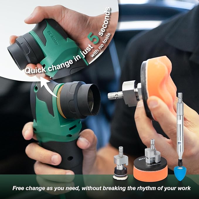 BATOCA S4 Cordless Multi-Polisher-Set, with 2Pcs 12V 2.5Ah Batteries, RO&DA Car Buffer Polisher, 1&3inch Mini Brushless Polisher for Car Detailing, Complete Accessories Kit
