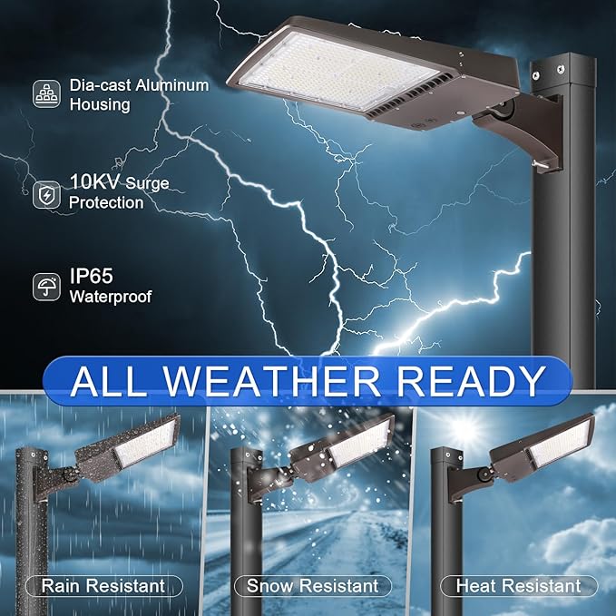 480V 150W LED Parking Lot Light, 21000LM(140lm/w) LED Shoebox Area Light(600W HID/HPS Equiv.), 5000K Dimmable Outdoor Commercial Street Lighting -10KV Surge Protection IP65 277-480V UL DLC Listed