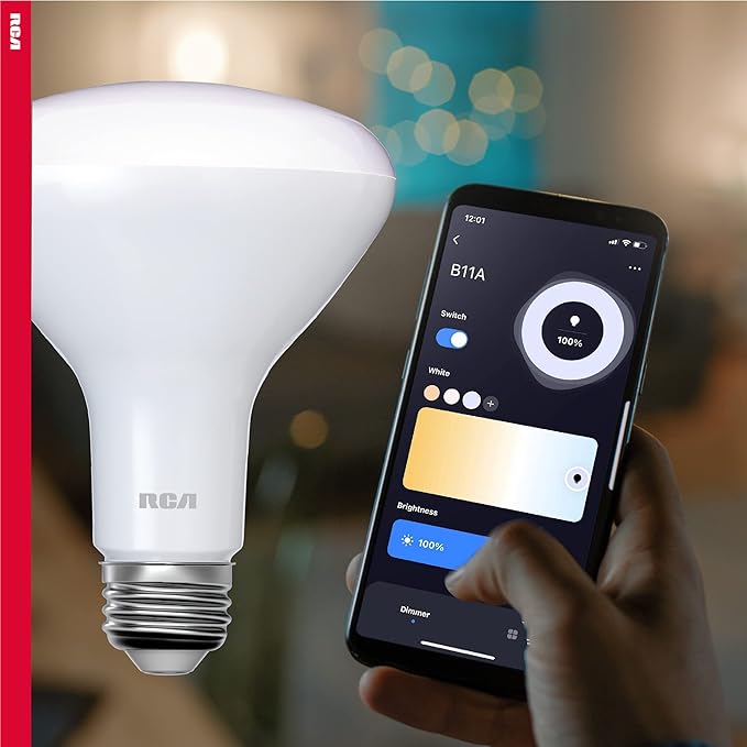 RCA Dimmable Smart Light Bulbs, BR30 WiFi LED Light Bulb, Indoor Flood LED Bulbs, 9W (60W Eq), 2700K Soft White, 720 Lumens, E26 Base, Voice Activated Lights, Google & Alexa Light Bulb, 2-Pack