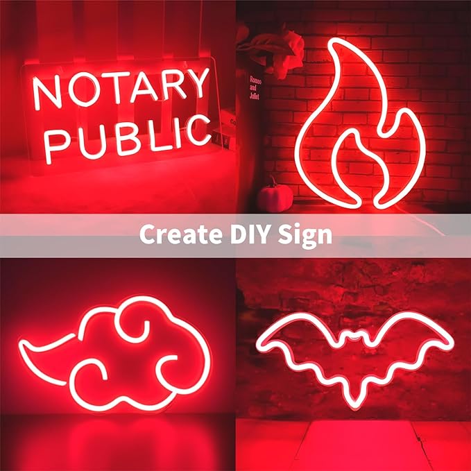 iNextStation Red LED Strip Lights, 16.4ft Waterproof Neon Rope Lights with 12V Power Adapter, Flexible Led Lights for Bedroom, Wall Decor, Party, Festival, Wedding, DIY Lighting (600 LEDs, Cuttable)