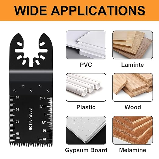 CONNOO 50 Pack Oscillating Saw Blades, Multitool Oscillating Tool Blades for Wood Metal Plastics, Japanese Long Teeth, Quick Release Multi Tool Blades Kits for Oscillating Tools