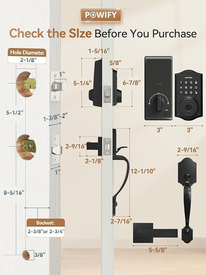 Keyless Entry Door Lock with Handle,Fingerprint Smart Front Door Lock Set,APP Control, Electronic Keypad Deadbolt with Lever Handle, Anti-Peeping, Auto Lock, Easy Install, Black