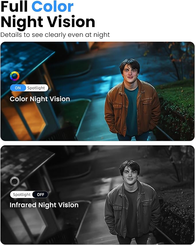 2K Security Cameras Wireless Outdoor, WiFi Cameras for Home Security with Solar Panel, Spotlight Color Night Vision, AI Motion Detection, Siren Alarm, 2-Way Talk, IP66, Cloud/SD Storage