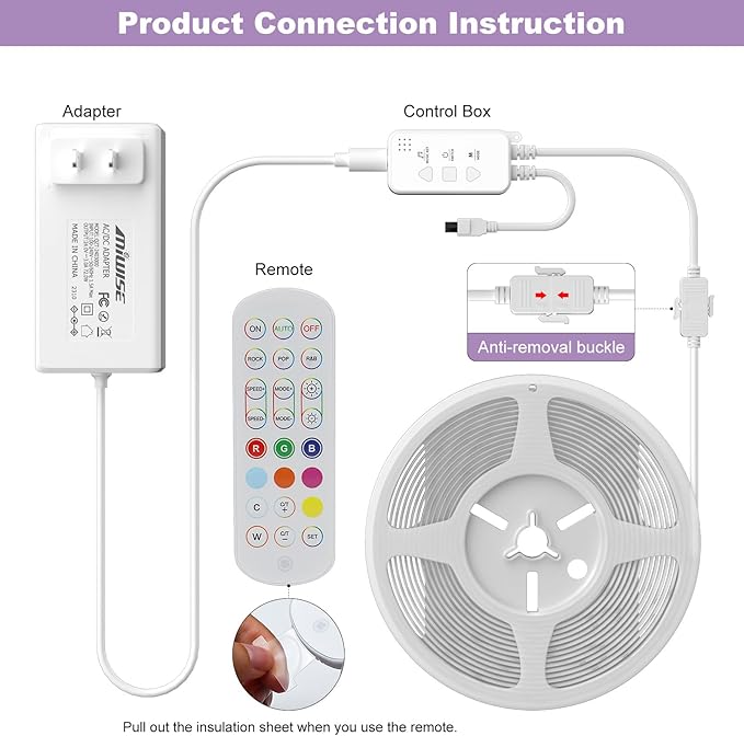 MIWISE RGB COB LED Strip Light,Color Changing LED Strip Lights Compatible with Alexa/Google,24V Music Sync Bright Flexible LED Tape Lighting for Bedroom,Kitchen,Bar,Under Cabinets,DIY Decoration,20ft