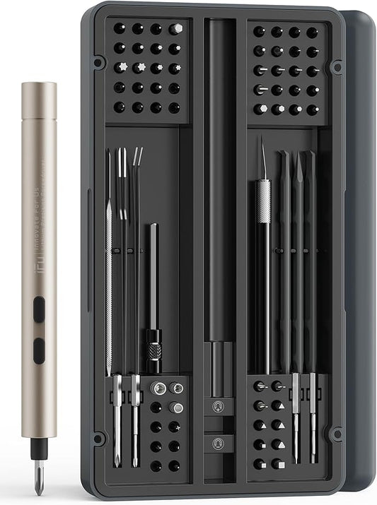 iFu Mini Electric Screwdriver, 90 in 1 Precision Screwdriver Set – Small Cordless Power Screwdriver with LED Light & 64 Magnetic Bits, Repair Tool for Phone Laptop Camera Watch Computer