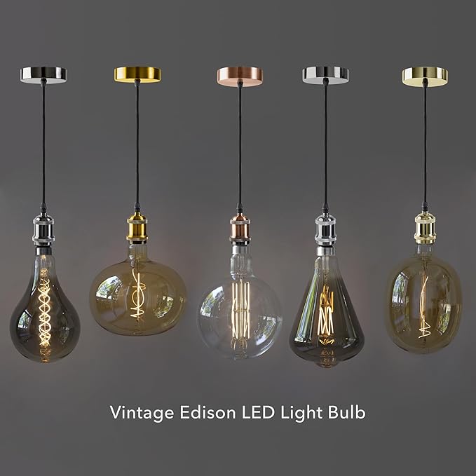 Oversized Edison LED Light Huge Bulb Vintage G63(G200) 7W Equivalent 40W - Dimmable 2200K Warm Glow - 350 Lumens E26 Base - Large Filament Decorative Bulbs - 360° Beam (Smoky Glass)