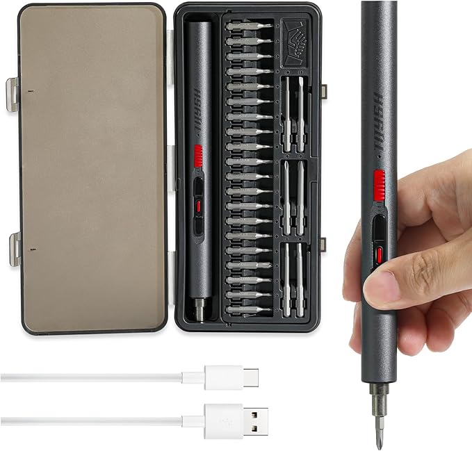 Mini Electric Screwdriver Set,Precision Electric Screwdriver， With 28-in-1 Magnetic Bits, 3 Gears Torque, 3LED light，Overload Protection, high torque，Repair Tool Set for Phone Camera Laptop