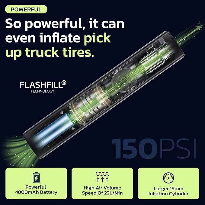 Tire Inflator Portable Air Compressor for Car, Bike, Motorcycle, SUV, Offroad & Truck - Fast Car Pump, 150 PSI, Cordless 12V DC, LED Display Emergency Light Woowind (Ventus pro + Tire sealant)