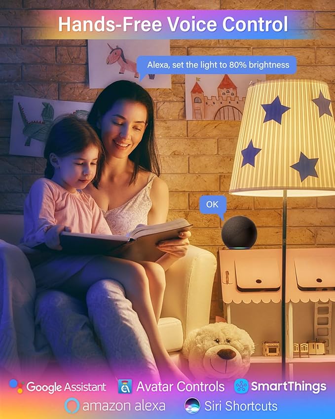 6 Pack E12 Smart LED Light Bulbs, 5W Alexa Small Base Candelabra Bulb, Group Control Wi-Fi Ceiling Fan Bulbs Color Changing & Tunable White (2700K-6500K), No Hub Required, App & Voice Control