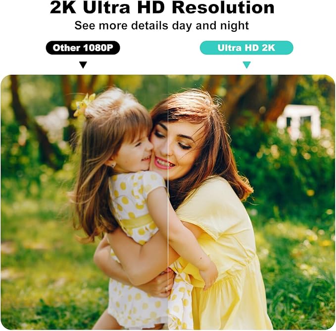 2K UHD Smart Wireless Security Camera Indoor/Outdoor,WiFi Camera with Color Night Vision, Battery Powered,Motion Detection, 2-Way Audio, Weatherproof, Cloud/SD Storage for Home Security,4 Pack