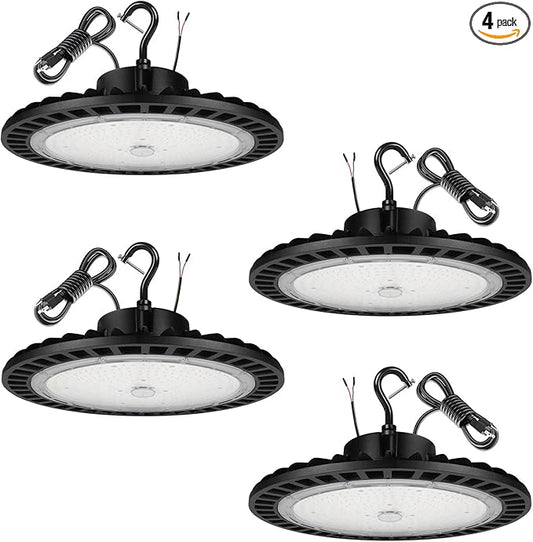 High Bay Led Shop Lights 150W 4PACK UFO Led High Bay Light 5000K 22500lm Dimmable Led High Bay Light with US Plug ETL Listed high Bay led Light for Warehouse Lights Commercial Bay Lighting