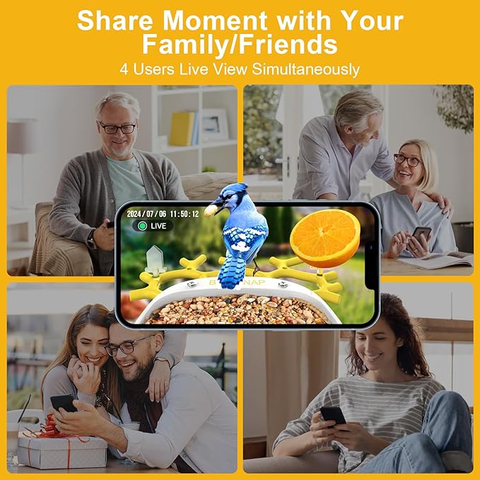birdsnap® MON - Bird Feeder with Camera, 2K Detachable Video Bird Feeder Live with 32GB Card Fruit Fork, AI Identify Feather Species, Auto Record in Backyard, Ideal Gift for Birds Lover