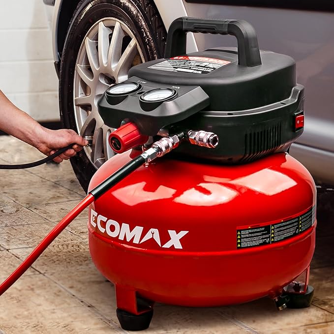 Air Compressor, 6-Gallon Pancake Air Compressor, MAX 175PSI, Compressor for Air Tools with 10 PCS Air Compressor Accessories Kit