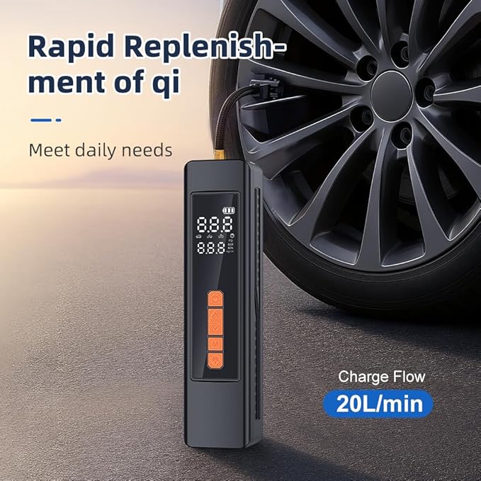 Tire Inflator Portable Air Compressor, 5X Faster Portable Air Compressor for Car Tires with Powerful Battery, 150PSI Cordless Air Pump with Digital Pressure Gauge for Cars, Bike, Motor, Balls,Tires