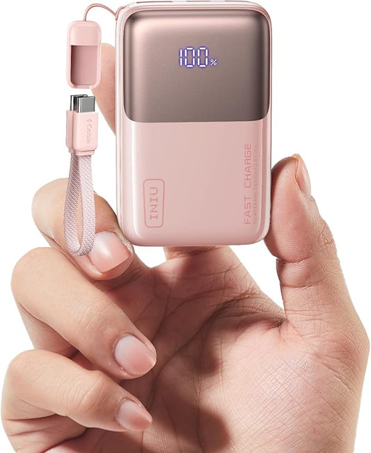 INIU Pocket Size Portable Charger, Ultra Small 10000mAh 45W PD Power Bank, USB C in&Out Fast Charging Battery Pack, Travel Essentials Powerbank for iPhone 17 16 15 14 Pro Air, iPad, Samsung S24 etc