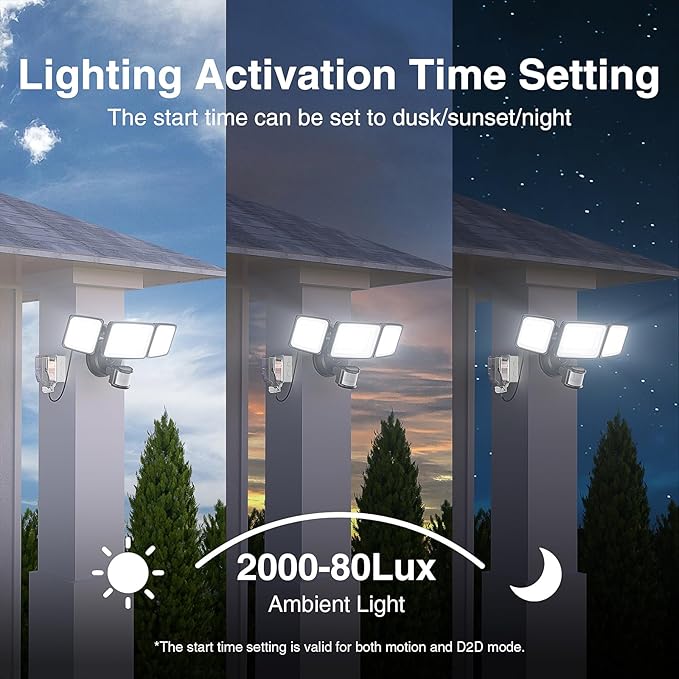 Onforu 100W LED Motion Sensor Outdoor Lights Plug in, Dusk to Dawn Flood Security Lighting Outside, Motion-Activated Detector Exterior Photocell Light Fixture, 9000LM 6500K IP65 Waterproof (Black)