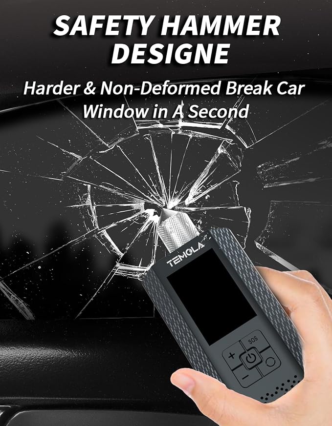 TEMOLA Tire Inflator Portable Air Compressor, 150PSI Portable Air Pump for Car Tires, Car Tire Air Pump Portable with Accurate Pressure LCD Display and LED Light, Cordless Tire Inflator for Cars Bike