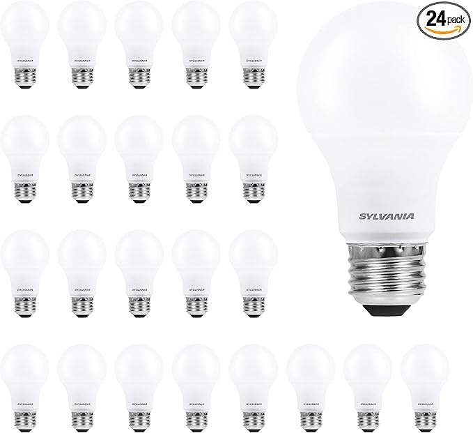 SYLVANIA ECO LED A19 Light Bulb, 60W Equivalent, Efficient 9W, 7 Year, 750 Lumens, Non-Dimmable, Frosted, 5000K Daylight, Pack of 24 (40987)