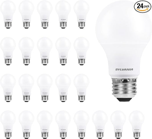 SYLVANIA ECO LED A19 Light Bulb, 60W Equivalent, Efficient 9W, 7 Year, 750 Lumens, Non-Dimmable, Frosted, 5000K Daylight, Pack of 24 (40987)