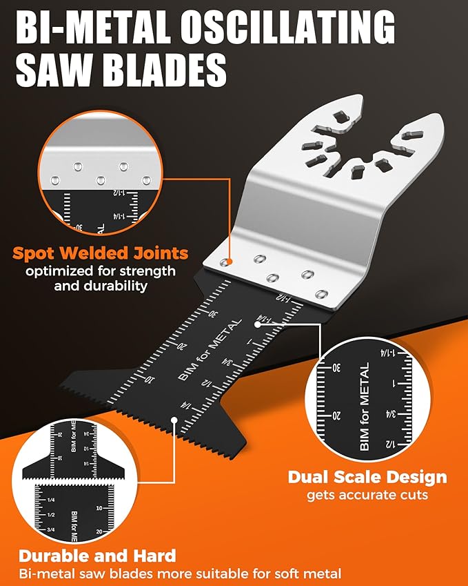 60Pcs Oscillating Tool Blades, Universal Metal Wood Plastic Multitool Blades Quick Release Saw Blades Compatible with Fein Multimaster, Milwaukee, Makita, Bosch, Dewalt, Ryobi, Craftsman