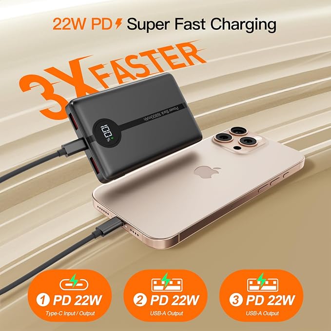 Magnetic Portable Charger, 16800mAh Wireless Power Bank, with 20W USB-C Fast Charging and LED Digital Display Magnetic Battery Pack, Compatible with iPhone 17/16/15/14/13/12 Full Series (2025)