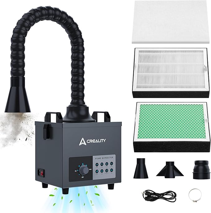 Creality Smoke Purifier with Extraction Tube, 3-Stage Filtration, 99.97% Purification Rate, Low Noise＜50dB, 200m³/h, 100W Fume Extractor for Laser Engraver Machine