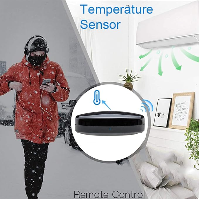 Upgraded Smart WiFi-IR Remote Control Universal-Hub with Built-in Temperature and Humidity Sensor,Compatible with Alexa for TV DVD AC STB etc