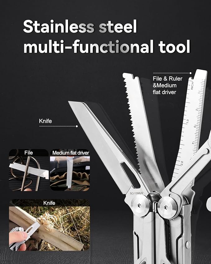 MINI Multitool Pliers,14-In-1 Survival Gear For Outdoor, Home,And Auto Repair,Birthday Christmas Gifts For Men Boyfriend Dad Husband(Grey)