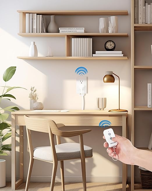 Remote Control Outlet Plug Wireless On Off Power Switch, WILAWELS Wireless Remote Light Switch for Lamp, Light, Fan, Programmable, Compact, 100ft RF Range, FCC Listed, Battery Included W02RC1106