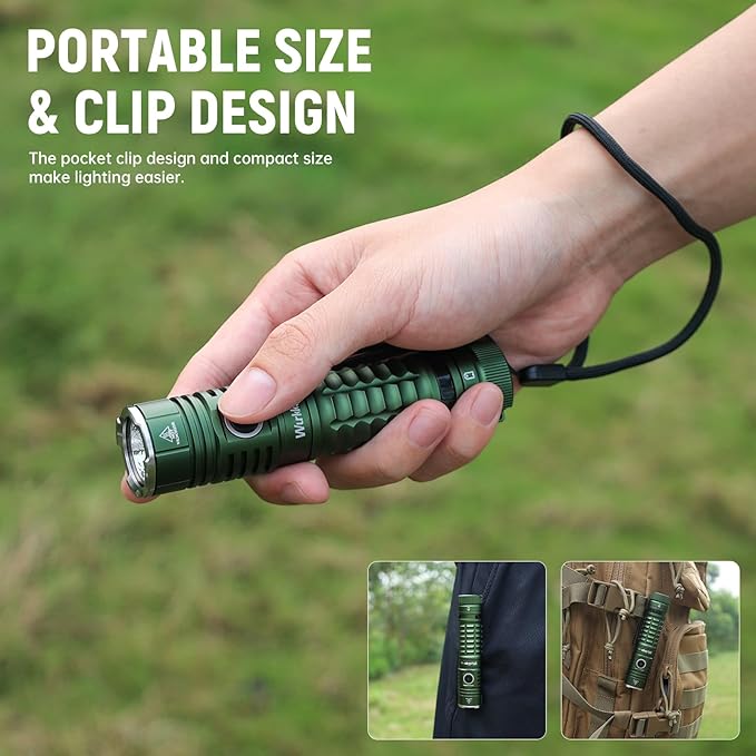 Wurkkos LED Flashlight High Lumen Rechargeable - TS22 4500 lm Super Bright 70.3 HI LED Flashlight USB C Charging IP68 - Constant Current Output Flashlight for Dog Walking Ramping Emergency Hiking