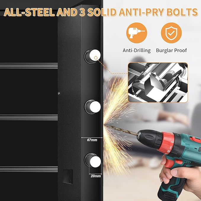 6.1 Cu ft Extra Large Home Safes Fireproof Waterproof, Money Safes, Fire Safe Box With Digital Keypad & Lock Box and Led Light, Fireproof Box for Home Documents Money Valuables