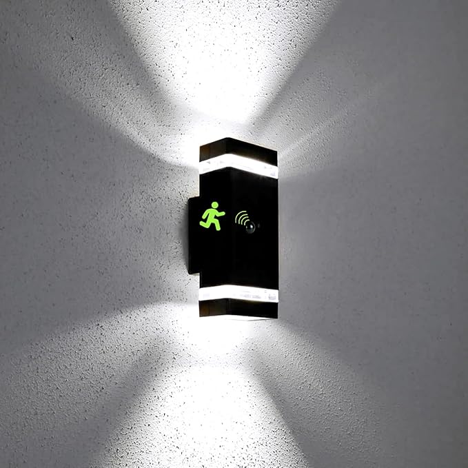 Motion Sensor Outdoor Wall Lights, Dusk to Dawn Exterior Light Fixtures with 3 Modes, Modern Up Down Wall Sconce, Waterproof Aluminum Porch Light for Garage, Patio, Front Door – Matte Black